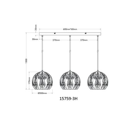 Globo - Lámpara colgante con cable 3xE27/40W/230V