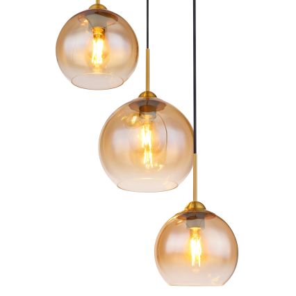 Globo - Lámpara colgante con cable 3xE27/60W/230V latón