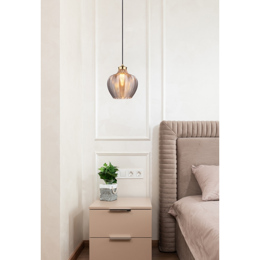 Globo - Lámpara colgante con cable 1xE27/60W/230V Ø 22 cm ahumado