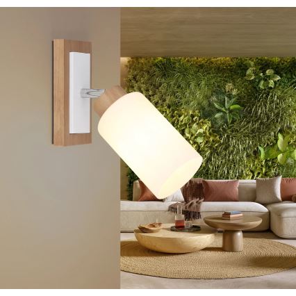 Globo - Aplique de pared 1xE27/60W/230V roble/blanco