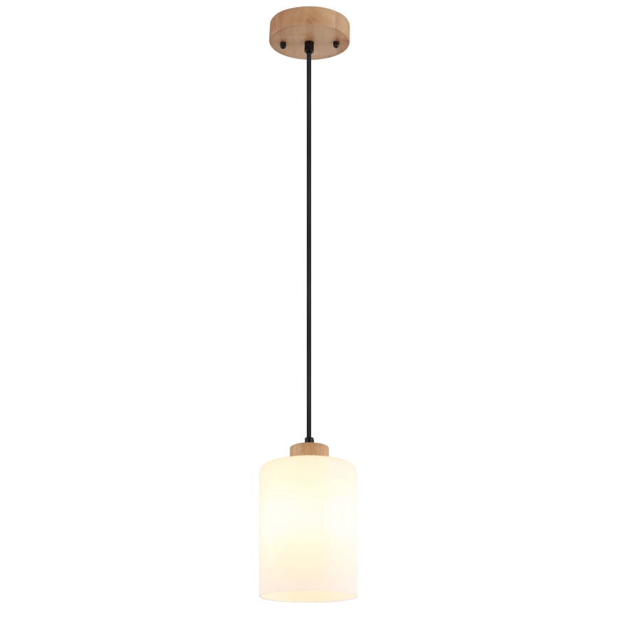Globo - Lámpara de suspensión con cable 1xE27/60W/230V roble/blanco