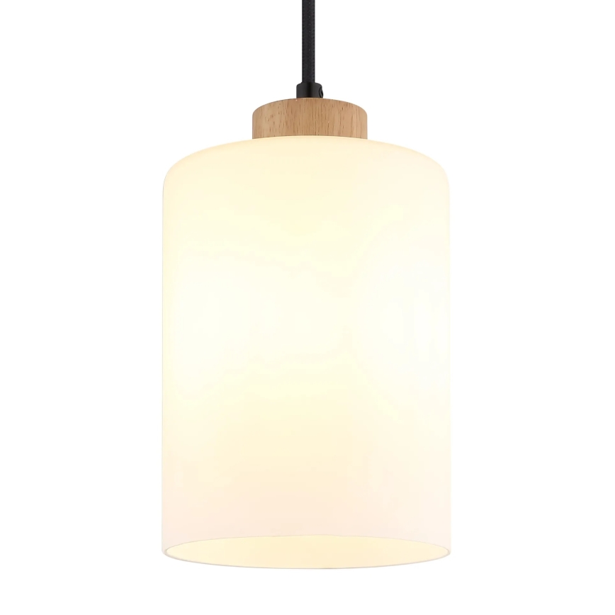 Globo - Lámpara de suspensión con cable 1xE27/60W/230V roble/blanco