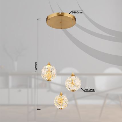 Globo - Lámpara colgante LED suspendida por cable LED/24W/230V 3000K color oro