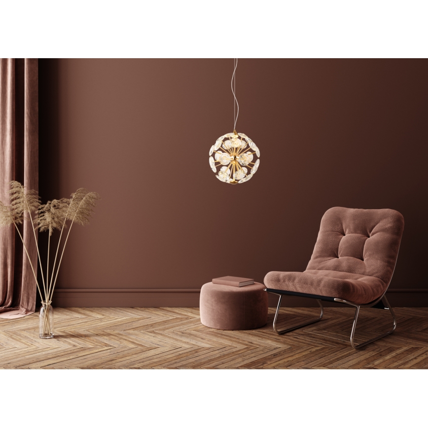 Globo - Lámpara colgante LED con cable LED/12W/230V 3000K dorada