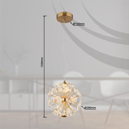 Globo - Lámpara colgante LED con cable LED/12W/230V 3000K dorada