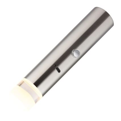 Globo - Lámpara recargable LED táctil regulable 2 en 1 LED/2W/230/5V cromo mate
