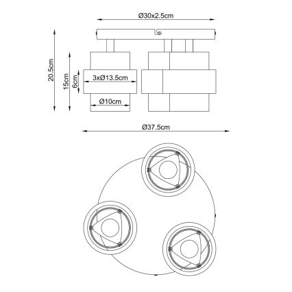 Globo - Lámpara de techo de superficie 3xE27/40W/230V
