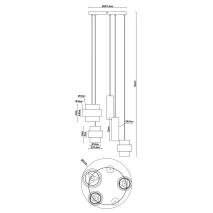 Globo - Lámpara suspendida por cable 3xE27/40W/230V + 2xGU10/10W