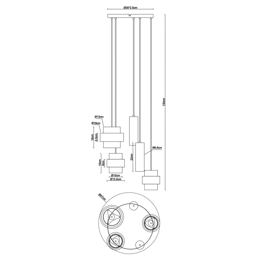 Globo - Lámpara suspendida por cable 3xE27/40W/230V + 2xGU10/10W
