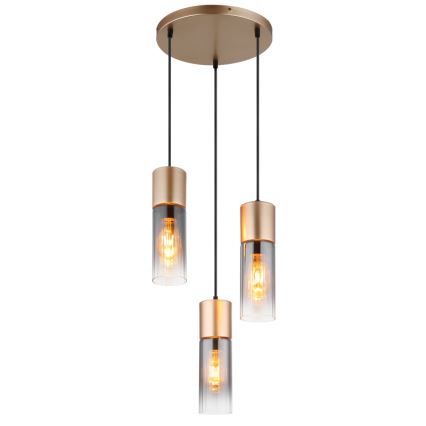Globo - Lámpara colgante suspendida por cable 3xE27/25W/230V acabado bronce, diámetro 30 cm