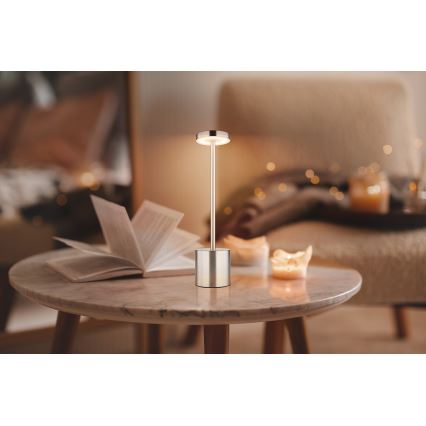 Globo - Lámpara de mesa LED regulable con control táctil LED/1,2W/3,7V 2000K/3500K/7000K 1200 mAh USB cromo mate