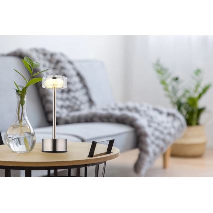 Globo - Lámpara LED de mesa táctil recargable y regulable LED/2,5W/3,7V 2700/4000/6500K 1800mAh cromo mate
