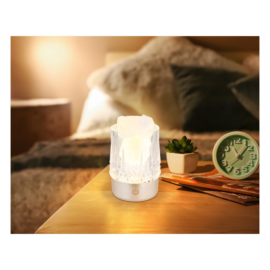 Globo - Lámpara de sobremesa táctil LED regulable LED/1W/5V 3000K 1200 mAh plateada