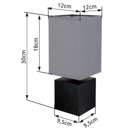 Globo 21628ALU - Lámpara de mesa VALENTINO 1xE27/7W/230V negro/antracita