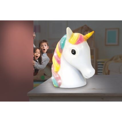 Globo - Lámpara nocturna infantil LED/1W/230/4,5V 3xAA unicornio