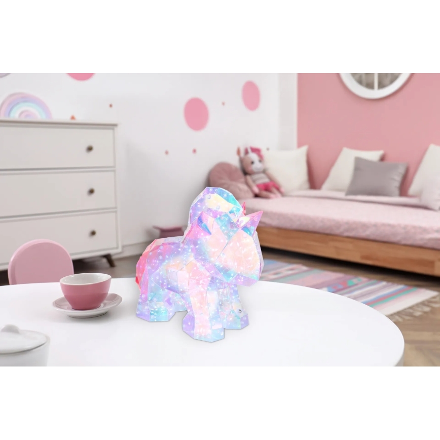 Globo - Decoración de mesa LED recargable y regulable LED/4W/5V 1800 mAh unicornio