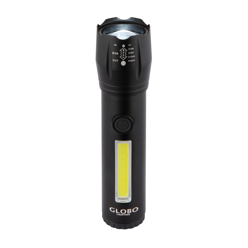 Globo - Linterna recargable LED/3W/5V + COB/3W 5500K 1200 mAh