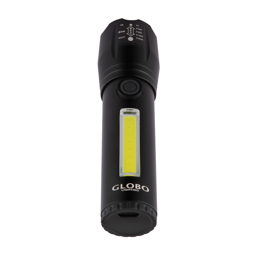 Globo - Linterna recargable LED/3W/5V + COB/3W 5500K 1200 mAh