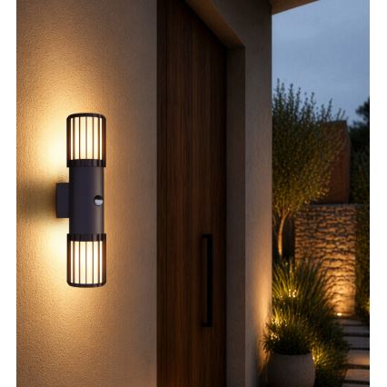 Globo - Aplique de pared para exterior con sensor 2xE27/15W/230V IP54