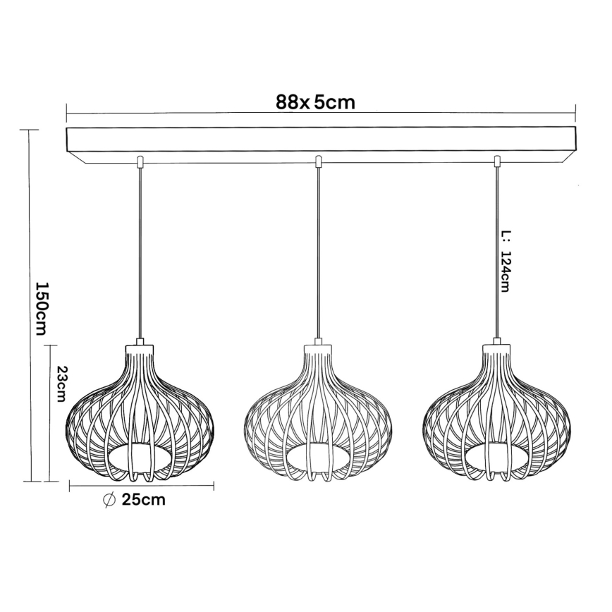 Globo - Lámpara colgante con cable 3xE27/40W/230V beige