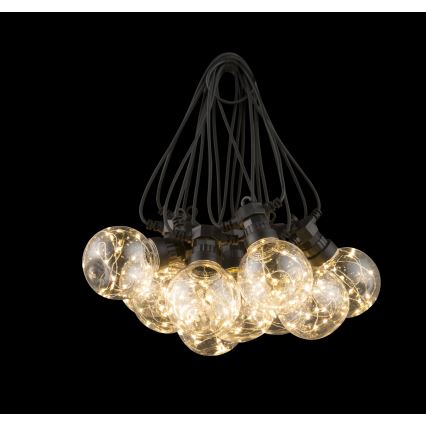 Globo - Cadena decorativa LED para exterior 10xLED/0,27W/230V 7,5 m IP44 negro