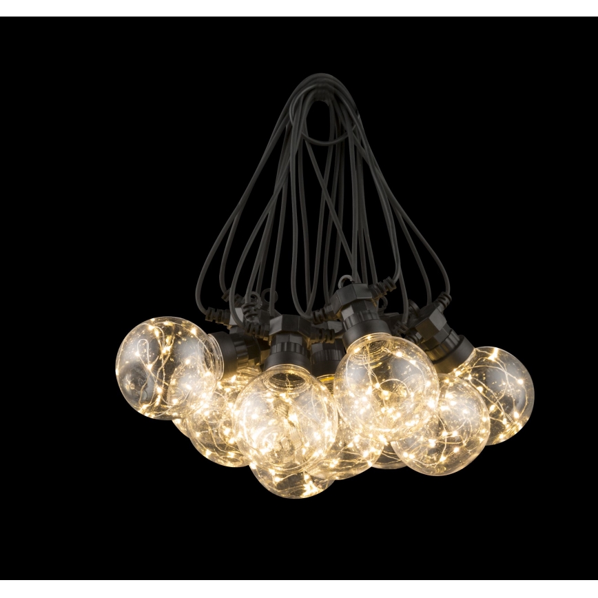 Globo - Cadena decorativa LED para exterior 10xLED/0,27W/230V 7,5 m IP44 negro