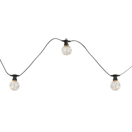 Globo - Cadena decorativa LED para exterior 10xLED/0,27W/230V 7,5 m IP44 negro