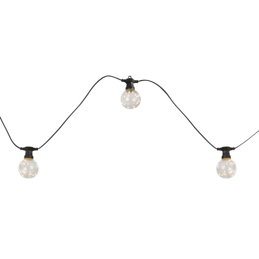 Globo - Cadena decorativa LED para exterior 10xLED/0,27W/230V 7,5 m IP44 negro