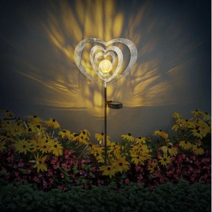 Globo - Lámpara solar LED/3V IP44 300 mAh corazón plateado