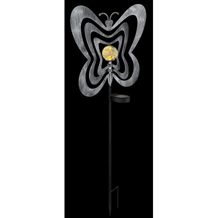 Globo - Lámpara solar LED/3V IP44 300 mAh mariposa plateada