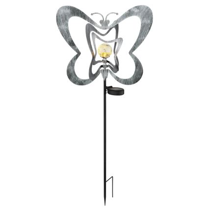 Globo - Lámpara solar LED/3V IP44 300 mAh mariposa plateada