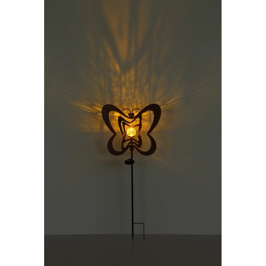 Globo - Lámpara solar LED 3V IP44 300 mAh mariposa oxidada