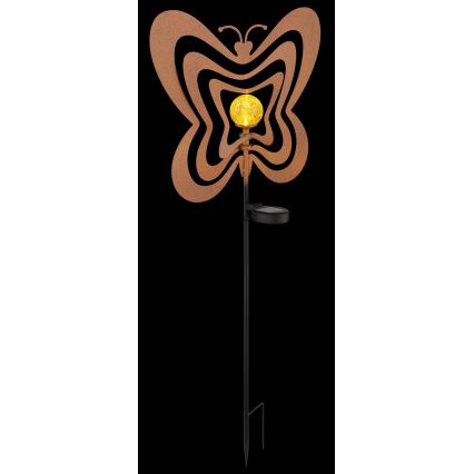 Globo - Lámpara solar LED 3V IP44 300 mAh mariposa oxidada