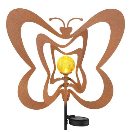 Globo - Lámpara solar LED 3V IP44 300 mAh mariposa oxidada