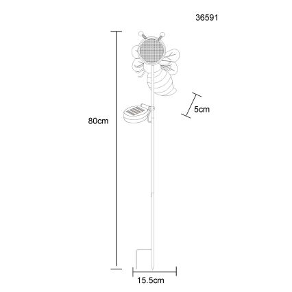 Globo - Luminaria solar LED 200 LEDs/3 V IP44 600 mAh abeja