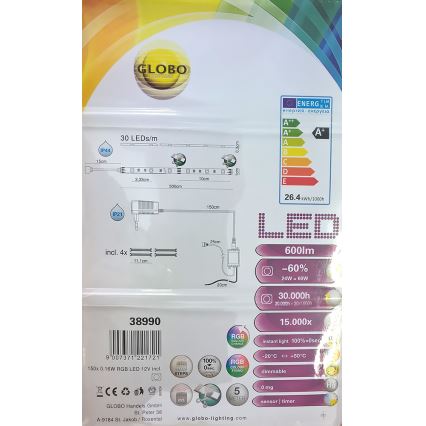 Globo 38990 - RGB LED Cinta para el baño LED BAND 150xLED/0,16W IP44