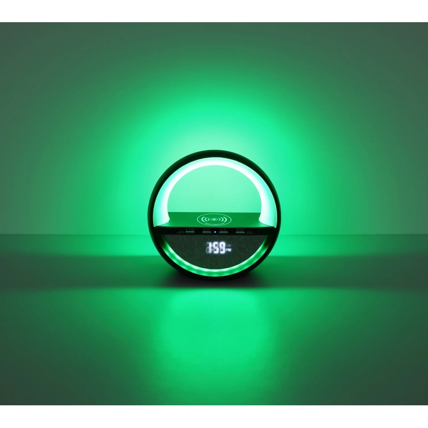 Globo - Lámpara de sobremesa recargable LED RGBW táctil con altavoz y carga inalámbrica Qi LED/3,5 W/5 V 1800 mAh
