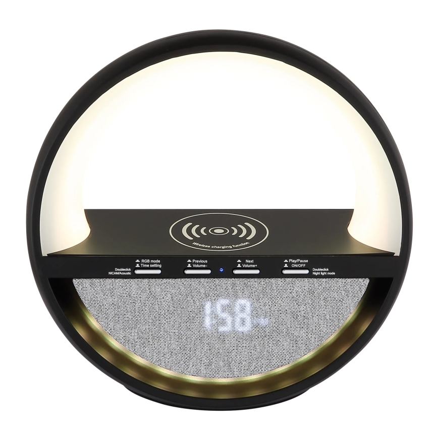 Globo - Lámpara de sobremesa recargable LED RGBW táctil con altavoz y carga inalámbrica Qi LED/3,5 W/5 V 1800 mAh
