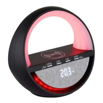 Globo - Lámpara de sobremesa recargable LED RGBW táctil con altavoz y carga inalámbrica Qi LED/3,5 W/5 V 1800 mAh