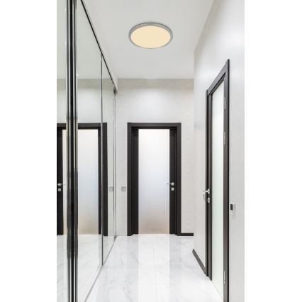 Globo - Luz de techo LED regulable para baño LED/24W/230V diá. 42 cm IP44 cromo mate