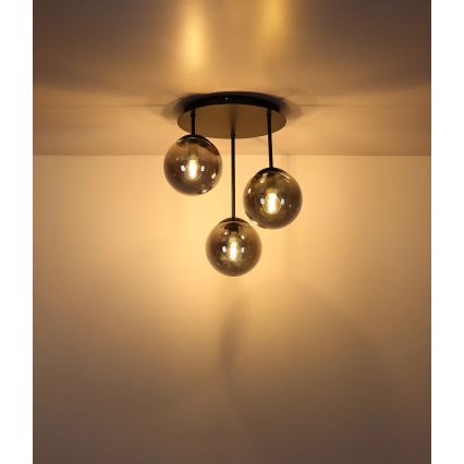 Globo - Lámpara de techo de superficie 3xE14/25W/230V negra
