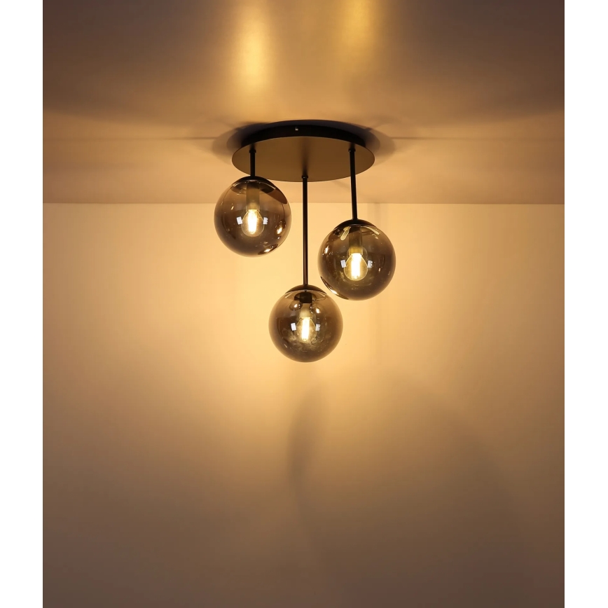 Globo - Lámpara de techo de superficie 3xE14/25W/230V negra