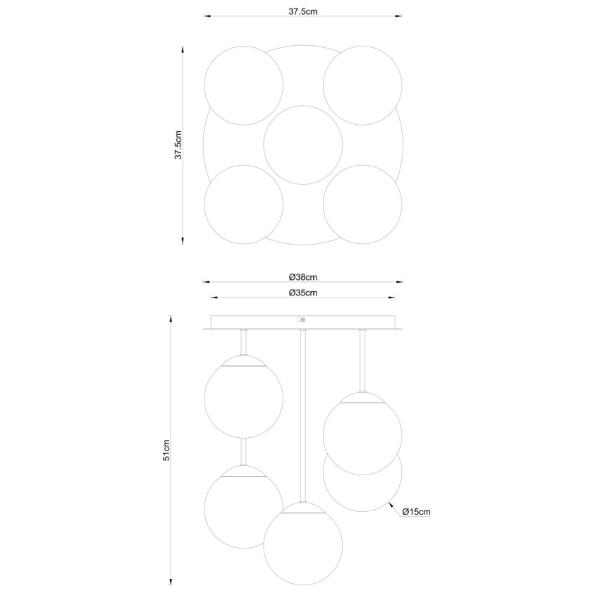 Globo - Lámpara de techo de montaje en superficie 5xE14/25W/230V latón