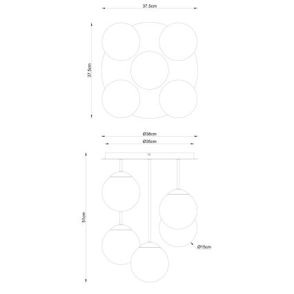 Globo - Lámpara de techo de montaje en superficie 5xE14/25W/230V, negra