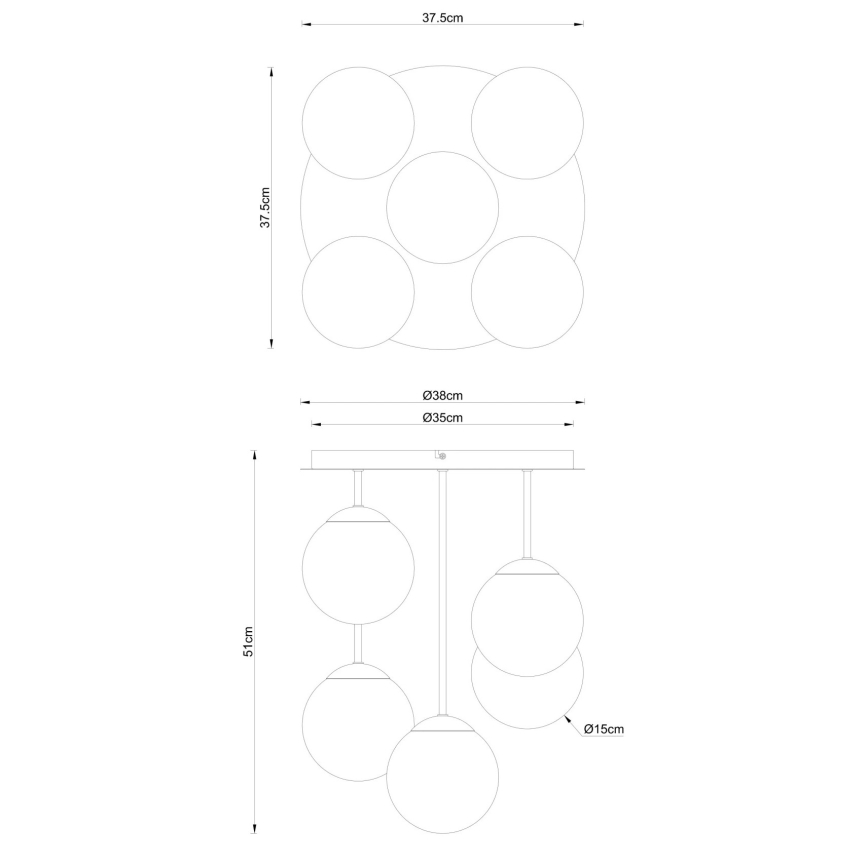 Globo - Lámpara de techo de montaje en superficie 5xE14/25W/230V, negra