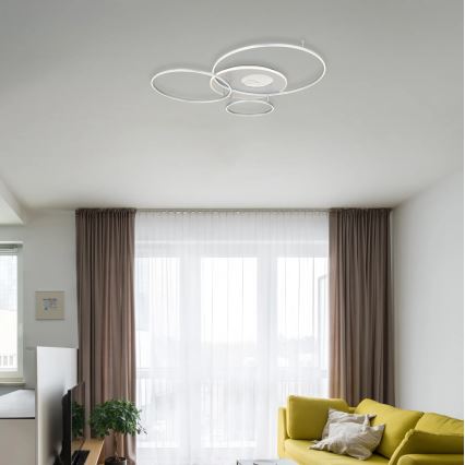 Globo - Luminaria de techo LED regulable LED/54W/230V 2700-6500K 90x70 cm plateada + mando a distancia