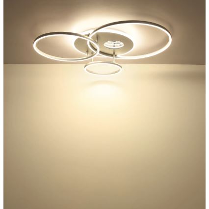 Globo - Luminaria de techo LED regulable LED/54W/230V 2700-6500K 90x70 cm plateada + mando a distancia