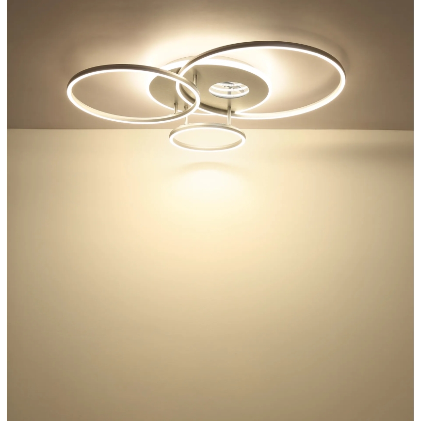 Globo - Luminaria de techo LED regulable LED/54W/230V 2700-6500K 90x70 cm plateada + mando a distancia