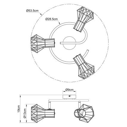 Globo - Lámpara de techo con 3 focos E27/40W/230V