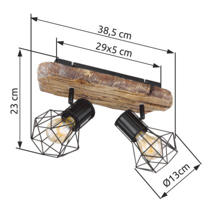 Globo - Lámpara de techo con 2 focos E27/60W/230V